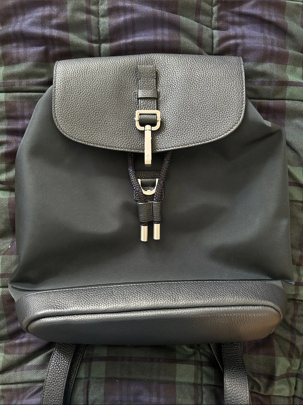 Mulberry Navy Canvas and Black Leather Backpack